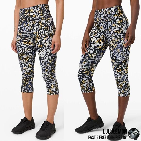 LULULEMON FAST & FREE HIGH-RISE 19” IN METROPOLIS GLOW WOMEN’S SIZE 2 LEGGINGS - Picture 3 of 16